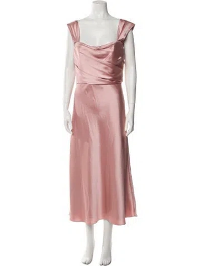 Pre-owned Amsale Cowl Neck Long Dress In Pink