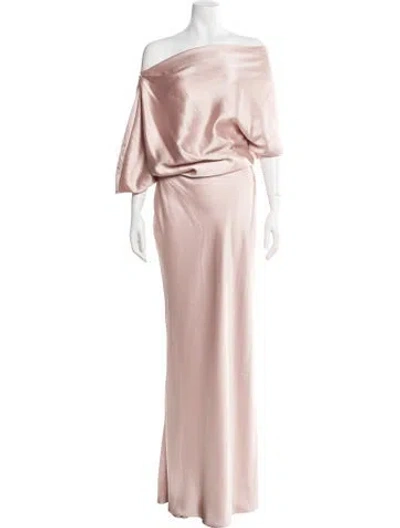 Pre-owned Amsale Cowl Neck Long Dress In Pink