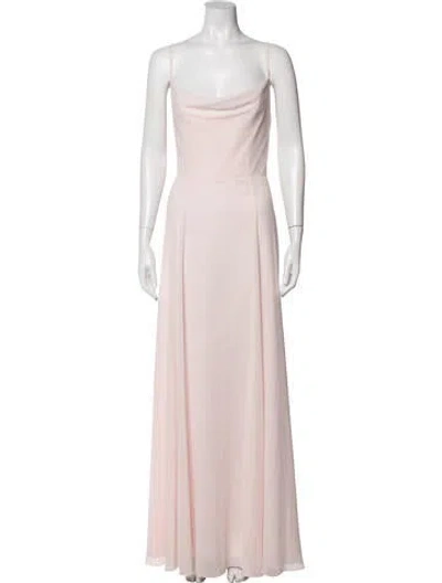 Pre-owned Amsale Cowl Neck Long Dress In Pink