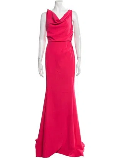 Pre-owned Amsale Cowl Neck Long Dress In Pink