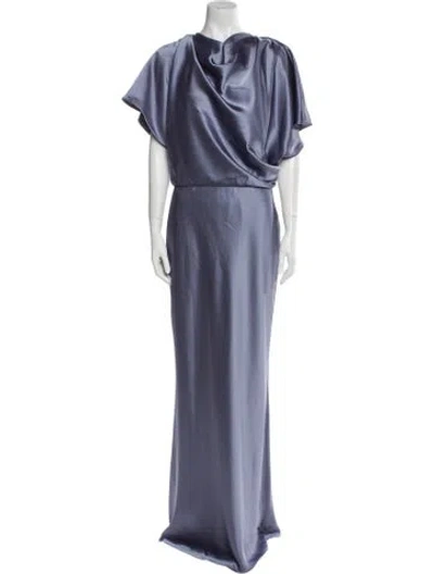 Pre-owned Amsale Cowl Neck Long Dress In Purple
