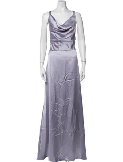 Pre-owned Amsale Cowl Neck Long Dress In Purple