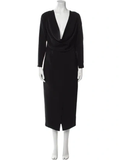 Pre-owned Amsale Cowl Neck Long Dress W/ Tags In Black