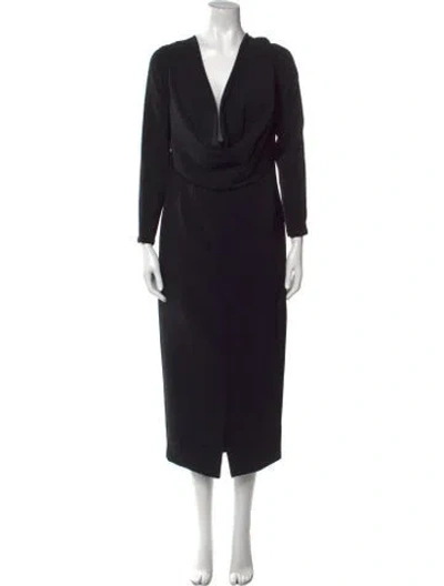 Pre-owned Amsale Cowl Neck Long Dress W/ Tags In Black