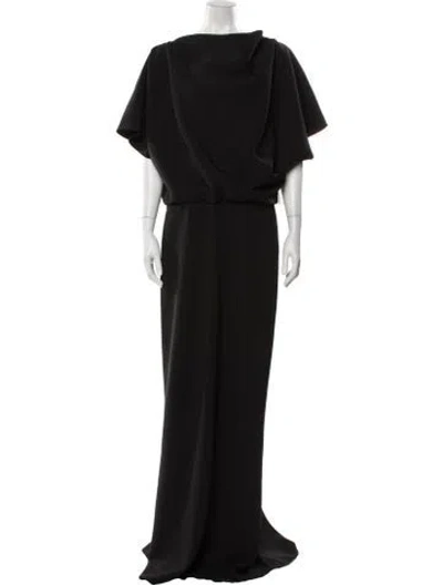 Pre-owned Amsale Cowl Neck Long Dress W/ Tags In Black