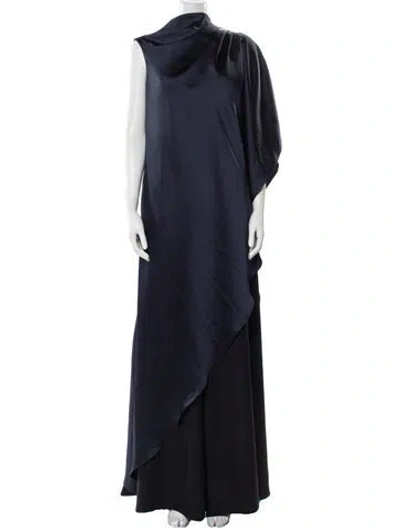 Pre-owned Amsale Cowl Neck Long Dress W/ Tags In Blue