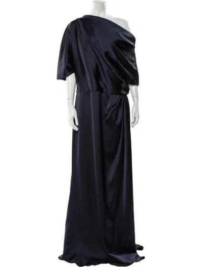 Pre-owned Amsale Cowl Neck Long Dress W/ Tags In Blue