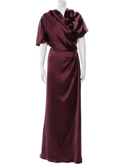 Pre-owned Amsale Cowl Neck Long Dress W/ Tags In Burgundy