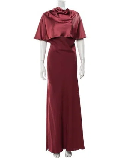 Pre-owned Amsale Cowl Neck Long Dress W/ Tags In Burgundy