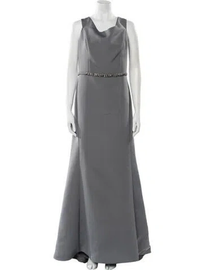 Pre-owned Amsale Cowl Neck Long Dress W/ Tags In Gray