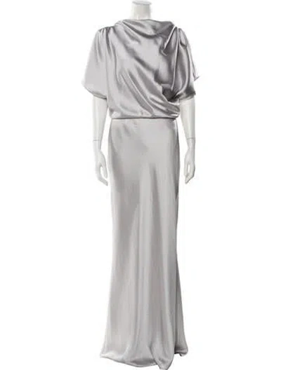 Pre-owned Amsale Cowl Neck Long Dress W/ Tags In Gray