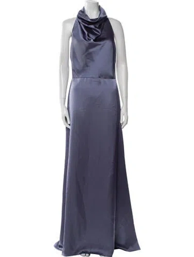 Pre-owned Amsale Cowl Neck Long Dress W/ Tags In Gray