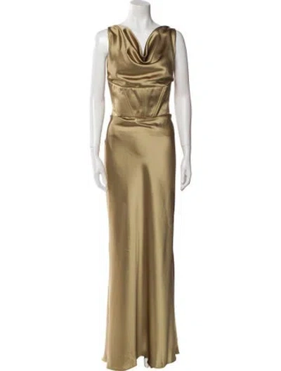 Pre-owned Amsale Cowl Neck Long Dress W/ Tags In Green