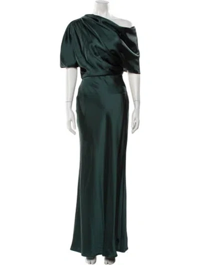 Pre-owned Amsale Cowl Neck Long Dress W/ Tags In Green