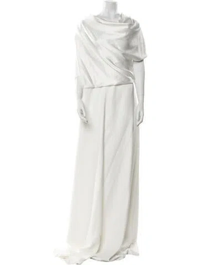 Pre-owned Amsale Cowl Neck Long Dress W/ Tags In Neutral