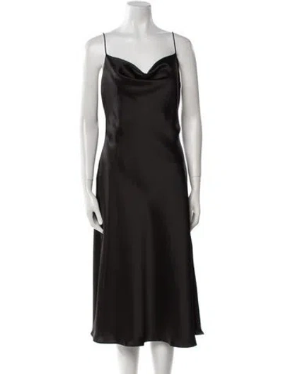 Pre-owned Amsale Cowl Neck Midi Length Dress In Black