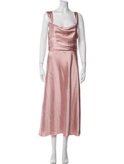 Pre-owned Amsale Cowl Neck Midi Length Dress In Pink