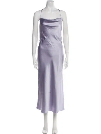 Pre-owned Amsale Cowl Neck Midi Length Dress In Purple