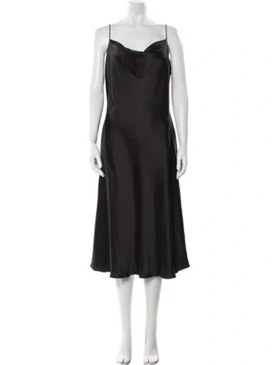 Pre-owned Amsale Cowl Neck Midi Length Dress W/ Tags In Black