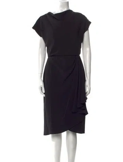 Pre-owned Amsale Cowl Neck Midi Length Dress W/ Tags In Black