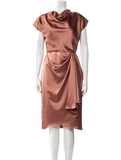 Pre-owned Amsale Cowl Neck Midi Length Dress W/ Tags In Neutrals