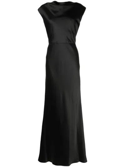 Amsale Cowl-neck Sleeveless Maxi Dress In Black