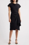 Amsale Cowl Neck Tulip Cocktail Dress In Black