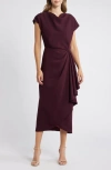 Amsale Cowl Neck Tulip Cocktail Dress In Ruby