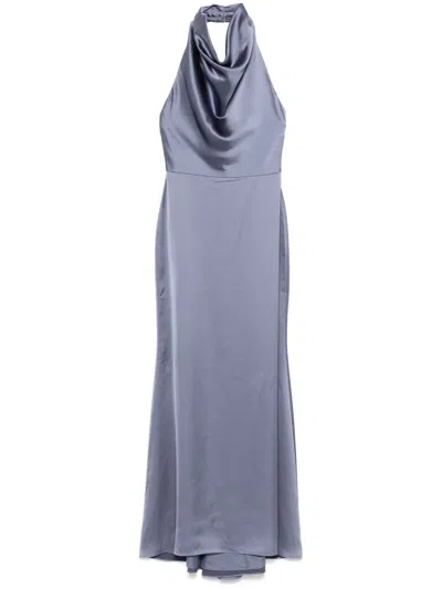 Amsale Cowl Satin Gown In Blue