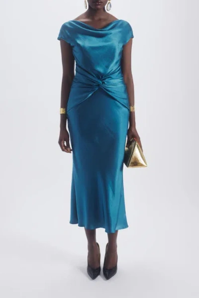 AMSALE AMSALE COWL TWIST KNOT DRESS