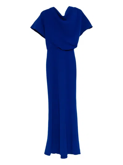 Amsale Crepe Gown In Blue