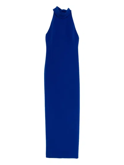 Amsale Crepe Gown Dress In Blue