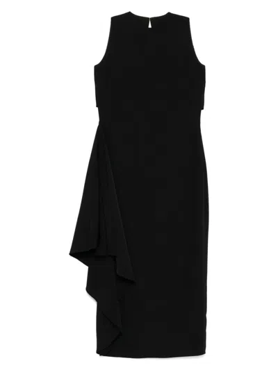 Amsale Crepe Jewel-neck Dress