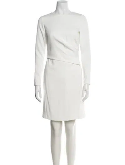 Pre-owned Amsale Crew Neck Knee-length Dress In White