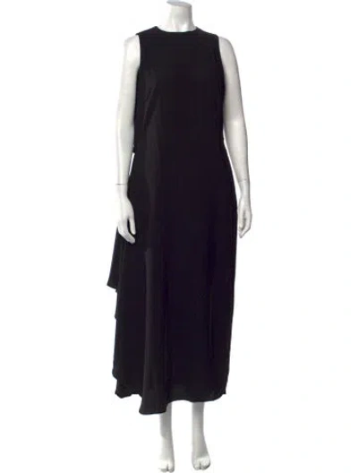 Pre-owned Amsale Crew Neck Long Dress In Black