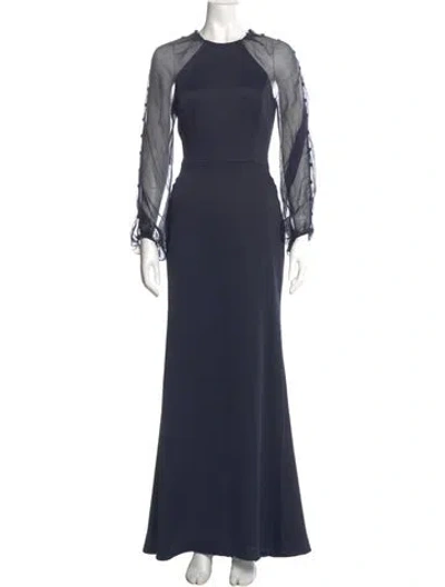 Pre-owned Amsale Crew Neck Long Dress In Blue