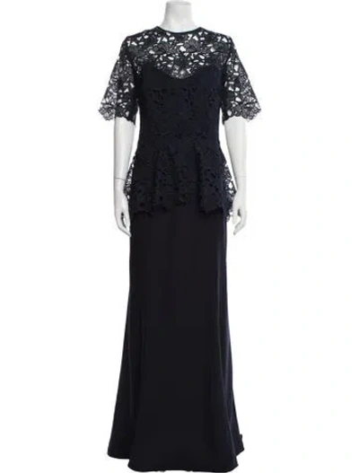 Pre-owned Amsale Crew Neck Long Dress In Blue