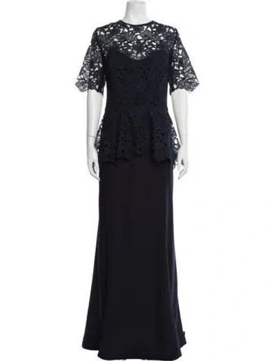 Pre-owned Amsale Crew Neck Long Dress In Blue