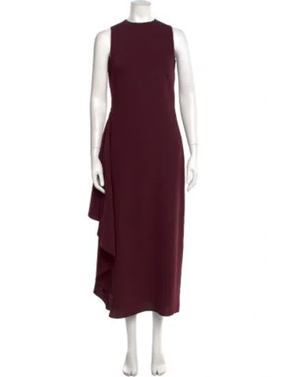 Pre-owned Amsale Crew Neck Long Dress In Burgundy