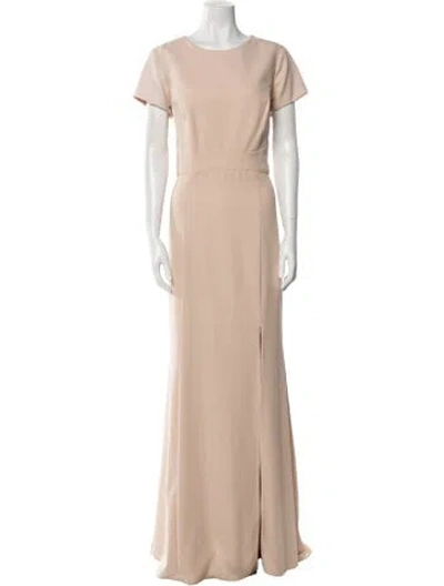 Pre-owned Amsale Crew Neck Long Dress In Neutral