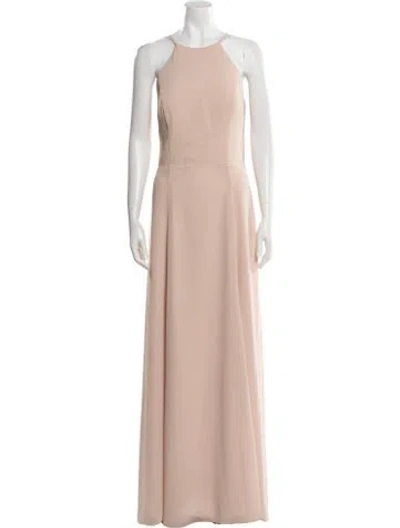 Pre-owned Amsale Crew Neck Long Dress In Neutral