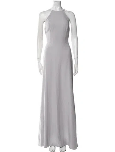 Pre-owned Amsale Crew Neck Long Dress In Neutral