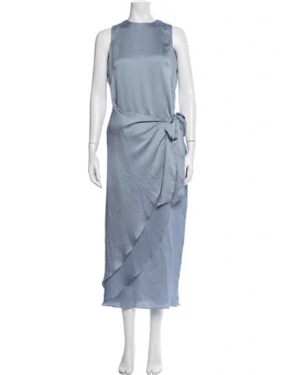 Pre-owned Amsale Crew Neck Long Dress W/ Tags In Blue