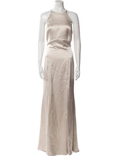 Pre-owned Amsale Crew Neck Long Dress W/ Tags In Neutral