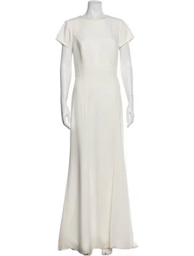 Pre-owned Amsale Crew Neck Long Dress In White