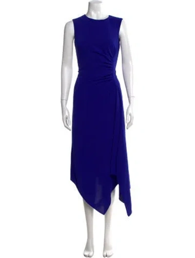 Pre-owned Amsale Crew Neck Midi Length Dress In Blue