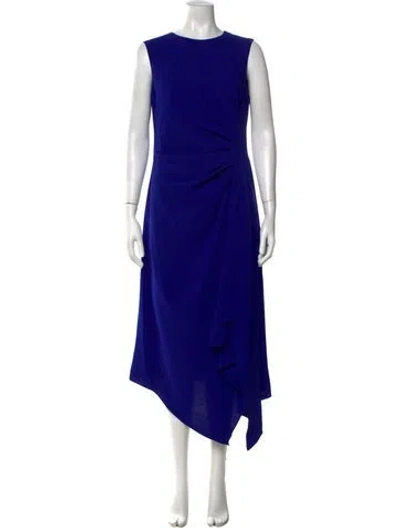 Pre-owned Amsale Crew Neck Midi Length Dress In Blue