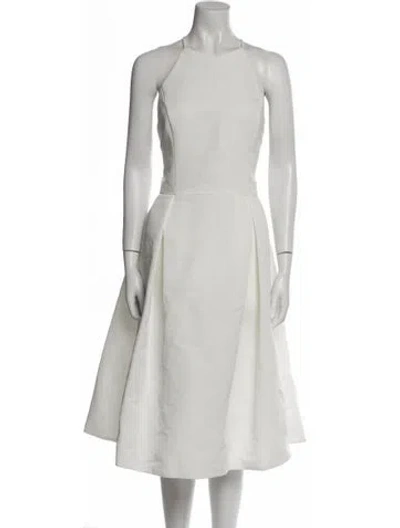 Pre-owned Amsale Crew Neck Midi Length Dress In Neutral