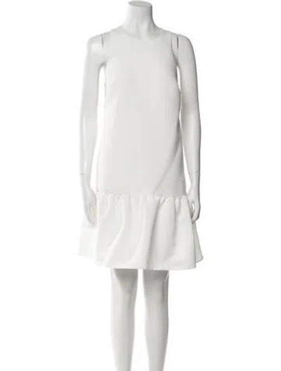 Pre-owned Amsale Crew Neck Mini Dress In White