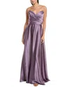 Amsale Draped Bodice Gown In Purple
